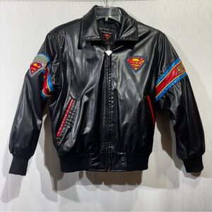 VTG WARNER BROS SUPERMAN Men’s Black Bomber Jacket Size M Super Hero